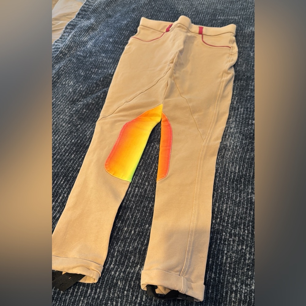 10 girls Belle and bow rainbow riding pants